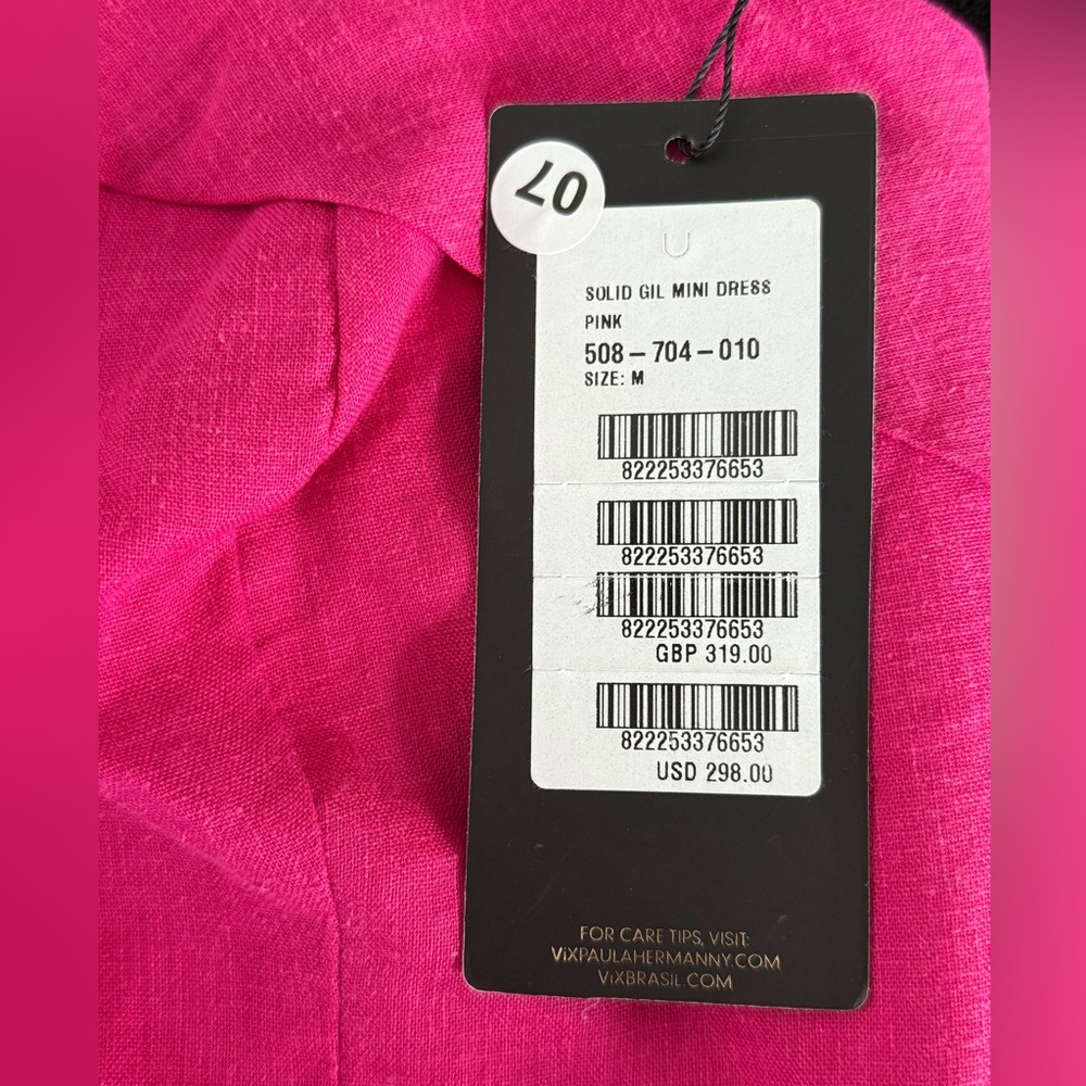 NWT - Vix by Paula Hermanny Gil Linen-Blend Mini Dress in Pink